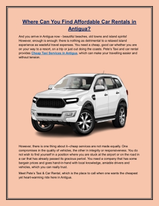 Where Can You Find Affordable Car Rentals in Antigua?