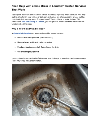 Need Help with a Sink Drain in London_ Trusted Services That Work