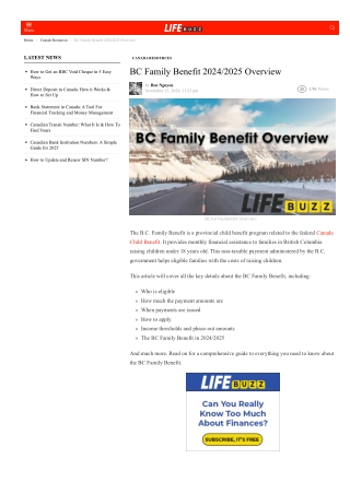 LifeBuzz Expertise: BC Family Benefit