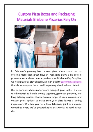 Custom Pizza Boxes and Packaging Materials Brisbane Pizzerias Rely On