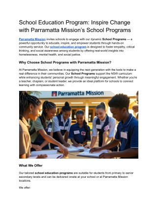 School Education Program_ Inspire Change with Parramatta Mission’s School Programs