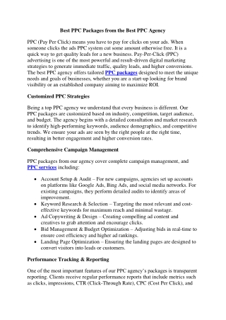Best PPC Packages from the Best PPC Agency