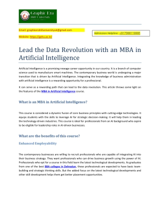 Lead the Data Revolution with an MBA in Artificial Intelligence