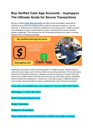 Buy Verified Cash App Accounts – buytoppva The Ultimate Guide for Secure Transactions