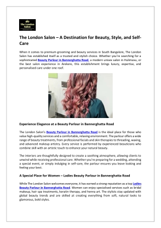 The London Salon – A Destination for Beauty, Style, and Self-Care