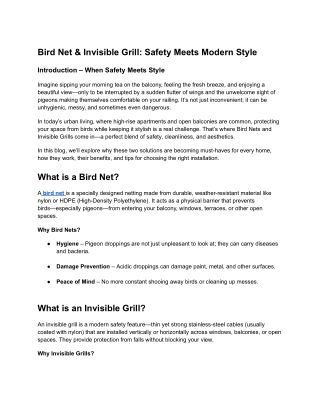 Bird Net & Invisible Grill_ Safety Meets Modern Style