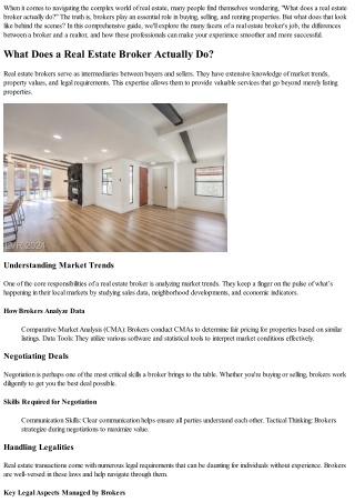 Behind the Scenes: What a Real Estate Broker Actually Does for You