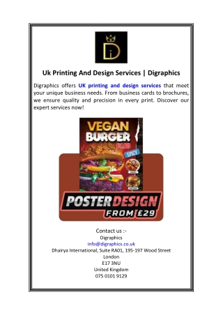 Uk Printing And Design Services  Digraphics