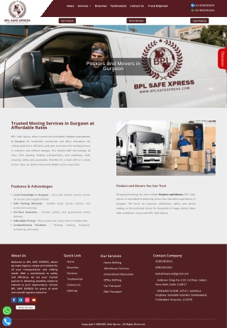 Expert Packers and Movers Services in Gurgaon