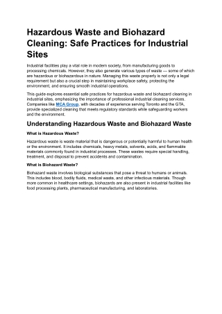 Hazardous Waste and Biohazard Cleaning: Safe Practices for Industrial Sites
