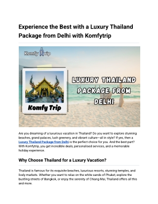 Luxury thailand package from delhi