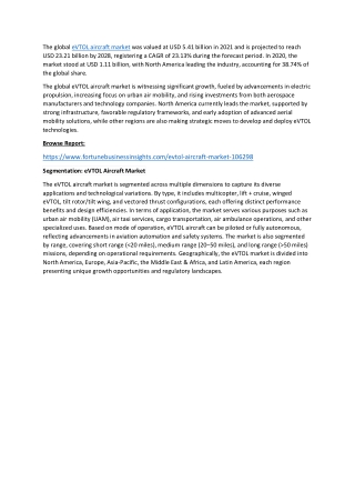 eVTOL Aircraft Market Top Key Players, and Market Strategies, 2025-2028