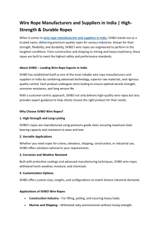 wire rope manufacturers and suppliers in India