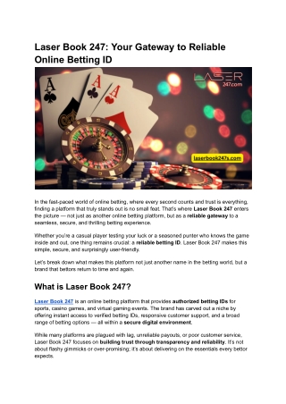 Laser Book 247_ Your Gateway to Reliable Online Betting ID