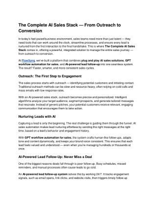 The Complete AI Sales Stack — From Outreach to Conversion