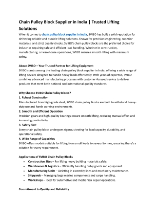 chain pulley block supplier in India