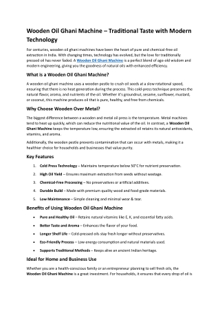 Wooden Oil Ghani Machine