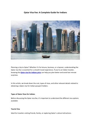 Qatar Visa Fee: A Complete Guide for Indians