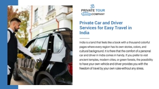 Private Car and Driver Services for Easy Travel in India