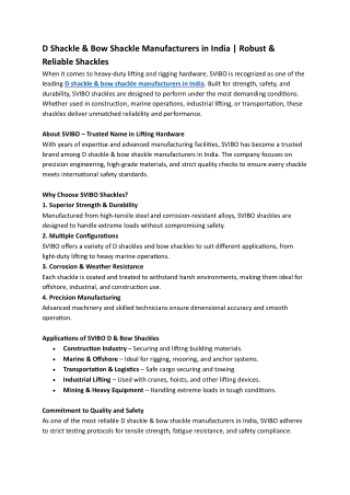 D shackle & bow shackle manufacturers in India