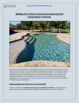 Building Your Dream: Commercial Swimming Pool Construction in Houston
