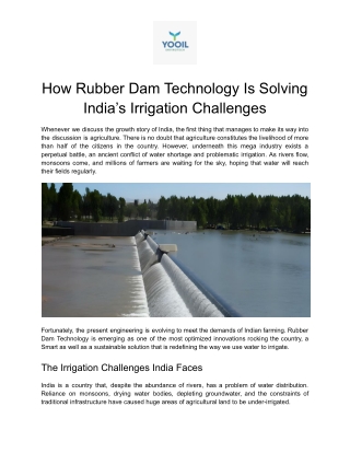 How Rubber Dam Technology Is Solving India’s Irrigation Challenges