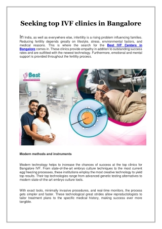 Seeking top IVF clinics in Bangalore