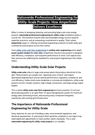 Nationwide Professional Engineering for Utility-Scale Projects_ How AmperSolar Delivers Excellence
