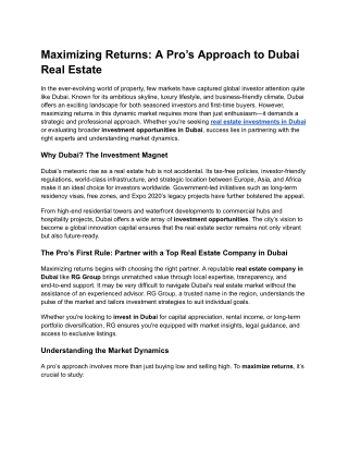 Maximizing Returns_ A Pro’s Approach to Dubai Real Estate