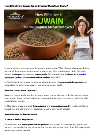 How Effective Is Ajwain for an Irregular Menstrual Cycle(1182025)