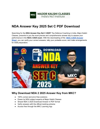 NDA Answer Key 2025 Set C PDF Download