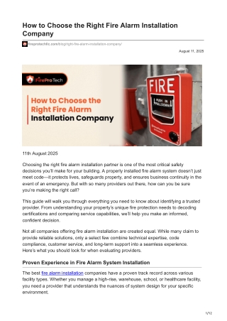 How to Choose the Right Fire Alarm Installation Company - FirePro Tech, LLC