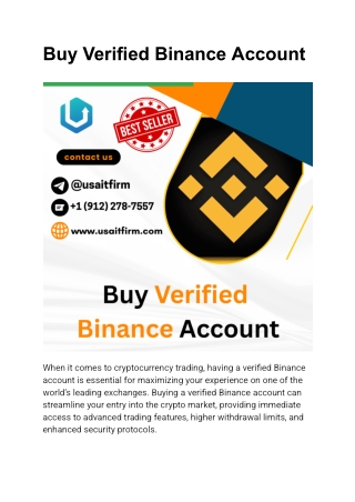 Buy Verified Binance Account