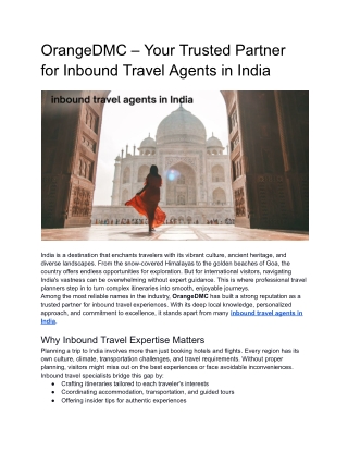 OrangeDMC – Your Trusted Partner for Inbound Travel Agents in India