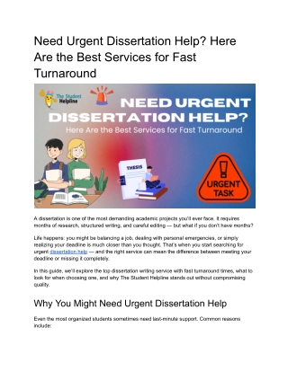 Need Urgent Dissertation Help? Best Services for Fast Turnaround