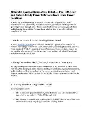 Mahindra Powerol Generators_ Reliable, Fuel-Efficient, and Future-Ready Power Solutions from Krass Power Solutions