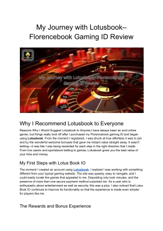 My Journey with Lotusbook– Florencebook Gaming ID Review
