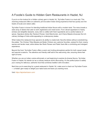 A Foodie’s Guide to Hidden Gem Restaurants in Hazlet, NJ