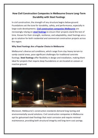 How Civil Construction Companies in Melbourne Ensure Long-Term Durability with Steel Footings