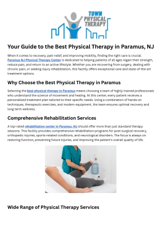 Rehabilitation Center Paramus Nj