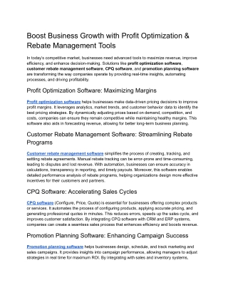 Boost Business Growth with Profit Optimization & Rebate Management Tools