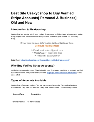 Best Site Usakycshop to Buy Verified Stripe Accounts[ Personal & Business] Old and New