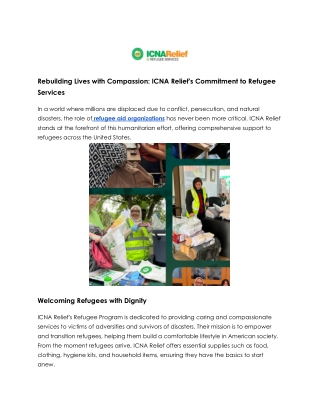 ICNA Relief: Compassionate Refugee Aid for Lasting Impact