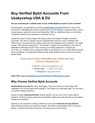 Buy Verified Bybit Accounts From Usakycshop USA & EU