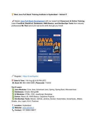 Java Full Stack Online and Offline Class In Hyderabad
