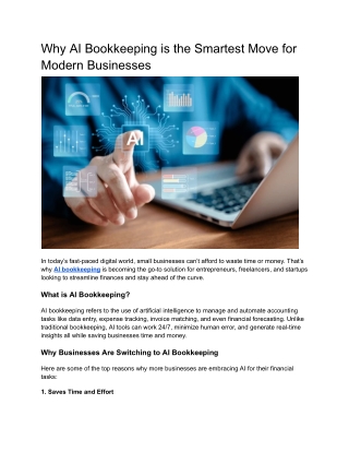 Why AI Bookkeeping is the Smartest Move for Modern Businesses