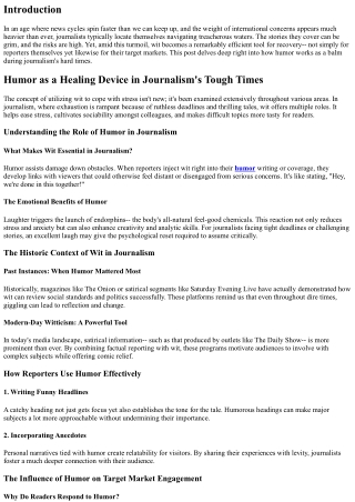 Wit as a Healing Tool in Journalism's Tough Times