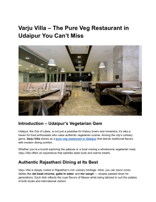 Varju Villa – The Pure Veg Restaurant