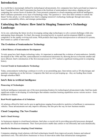 Unlocking the Future: How Intel is Shaping Tomorrow's Technology Landscape