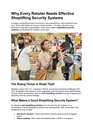 Why Every Retailer Needs Effective Shoplifting Security Systems